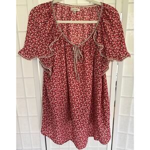 Max Studio Women’s Red Floral
Ruffle Balloon Sleeve Peasant
Blouse Size XXL EUC‎